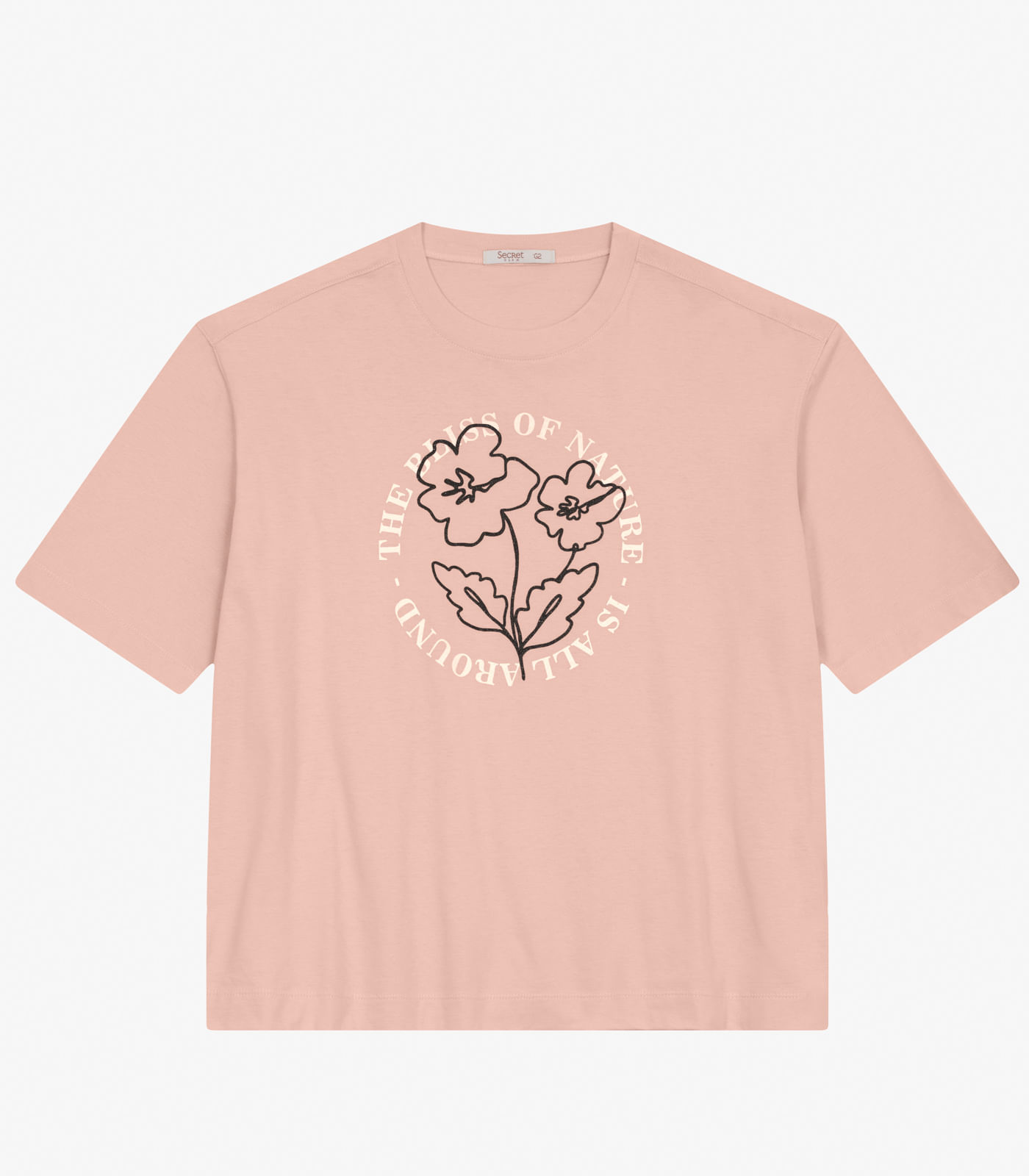 Camiseta Plus Size em Meia Malha Secret Glam Rosa