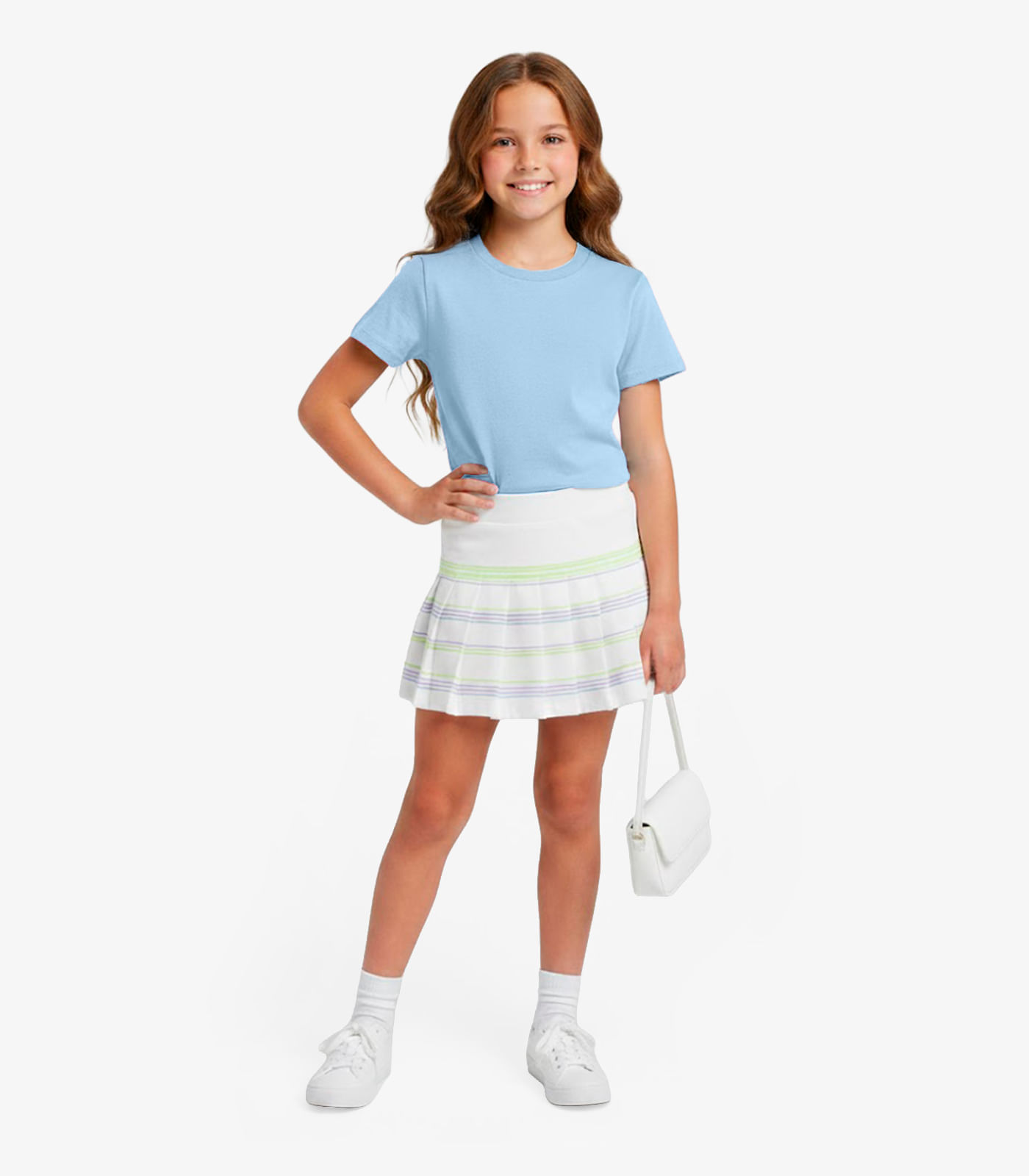 Blusa Infantil Menina Manga Curta Lisa Soletex Azul