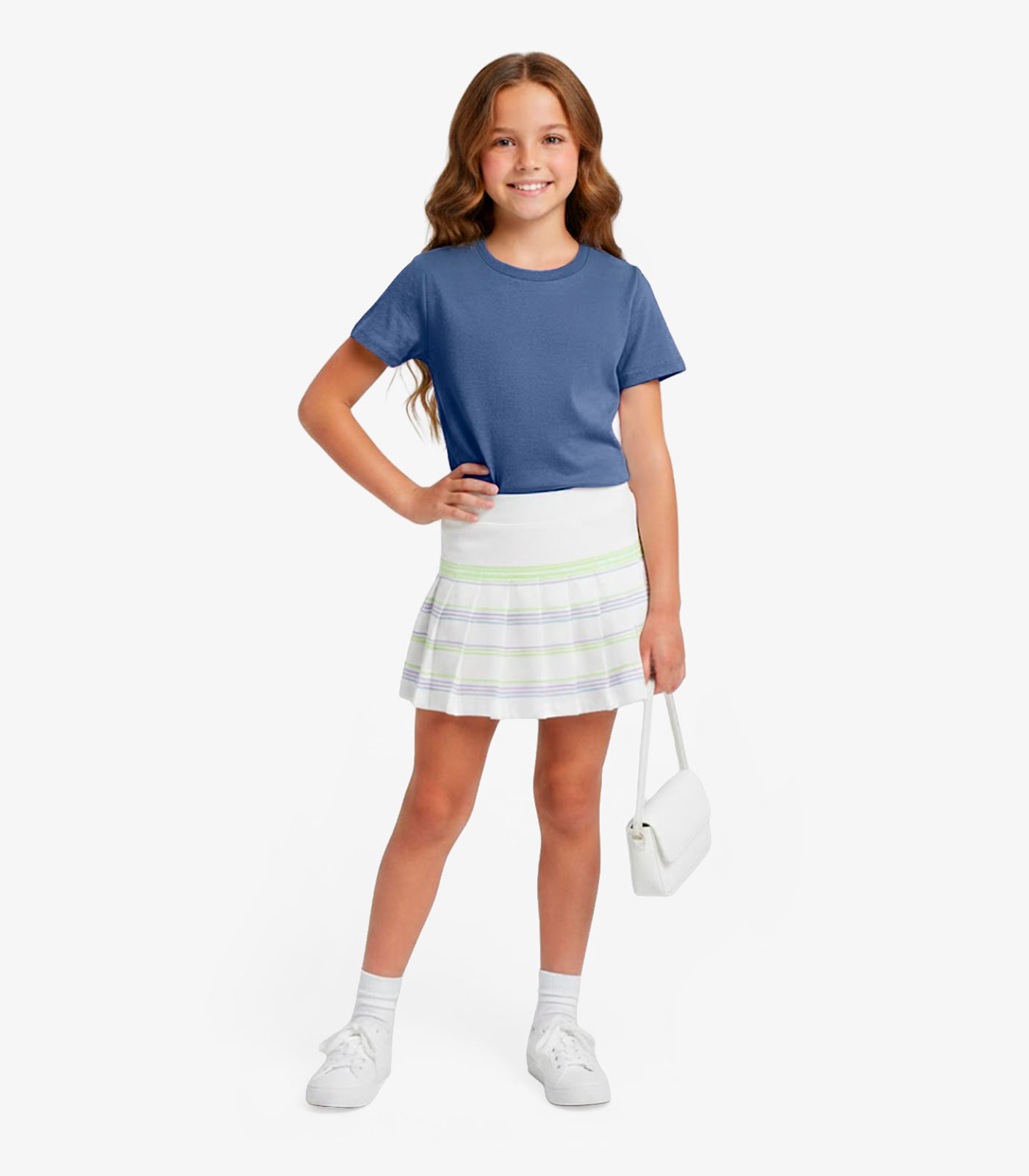 Blusa Infantil Menina Manga Curta Lisa Soletex Azul
