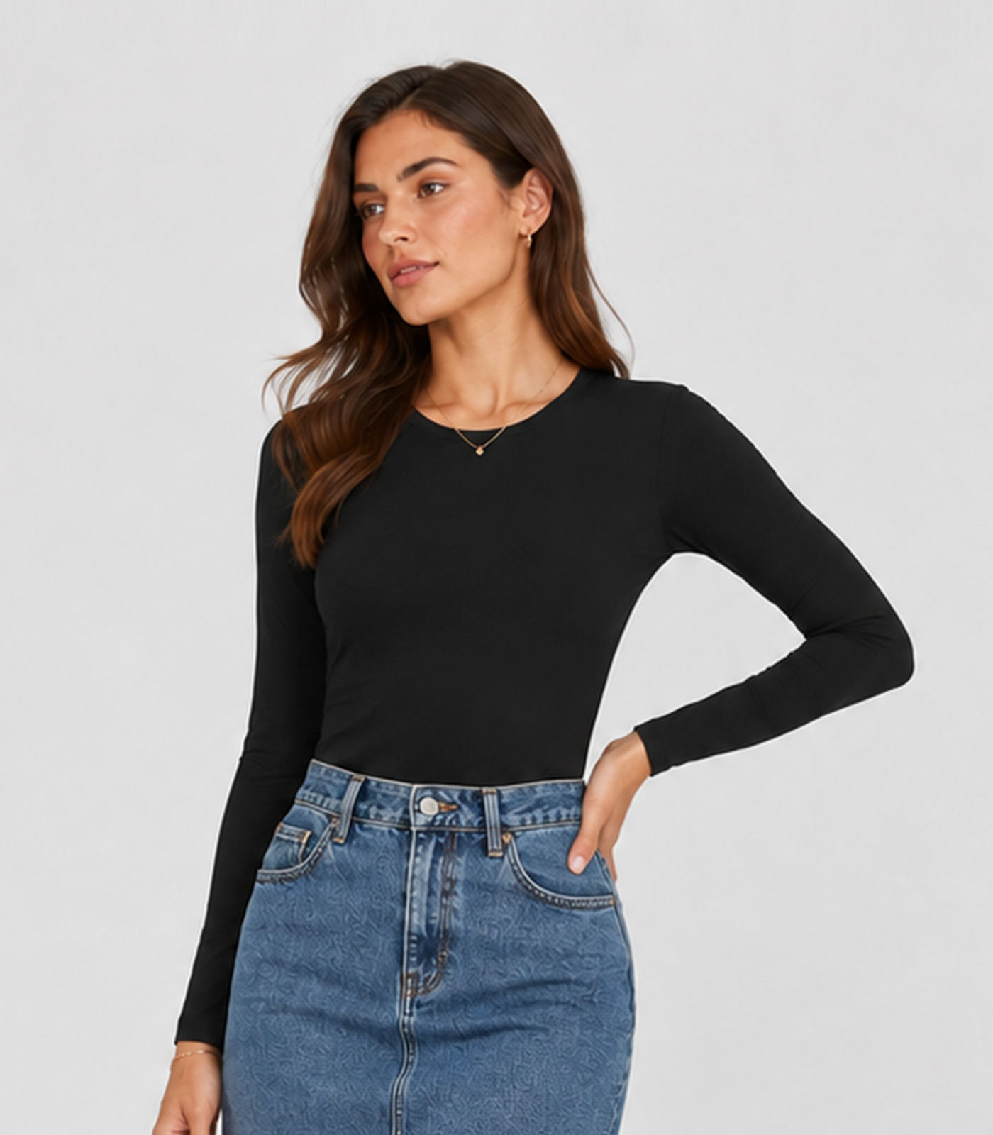 Body Feminino Em Malha Tech Poliéster Infinita Cor Preto