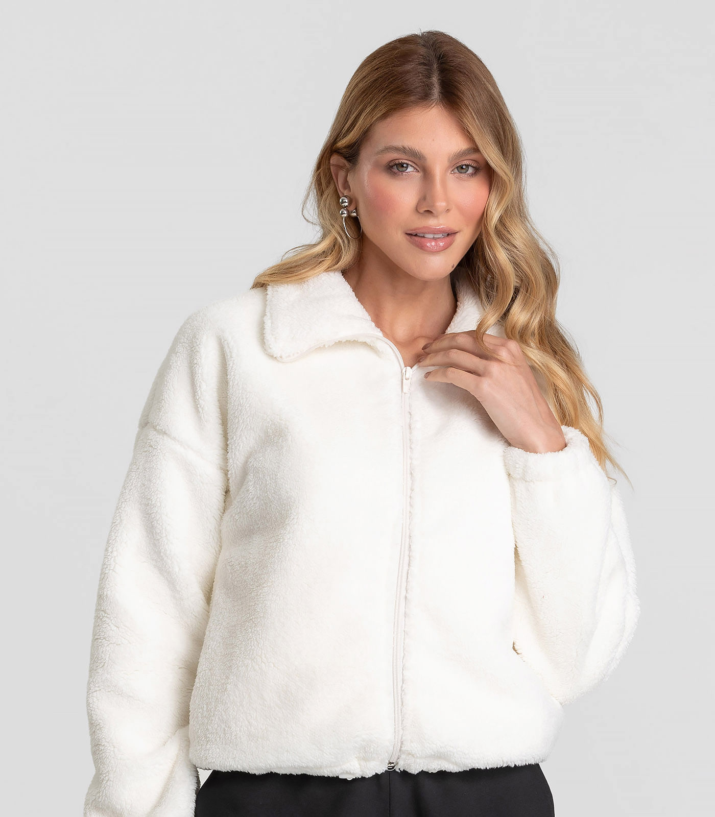 Jaqueta Feminina Bomber Carneirinho Dianna Off White