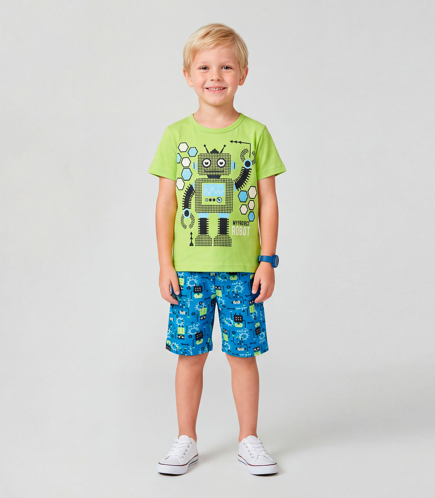 Pijama Infantil Masculino Brilha No Escuro Kappes Verde