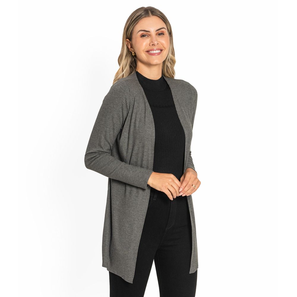 cardigan alongado cinza