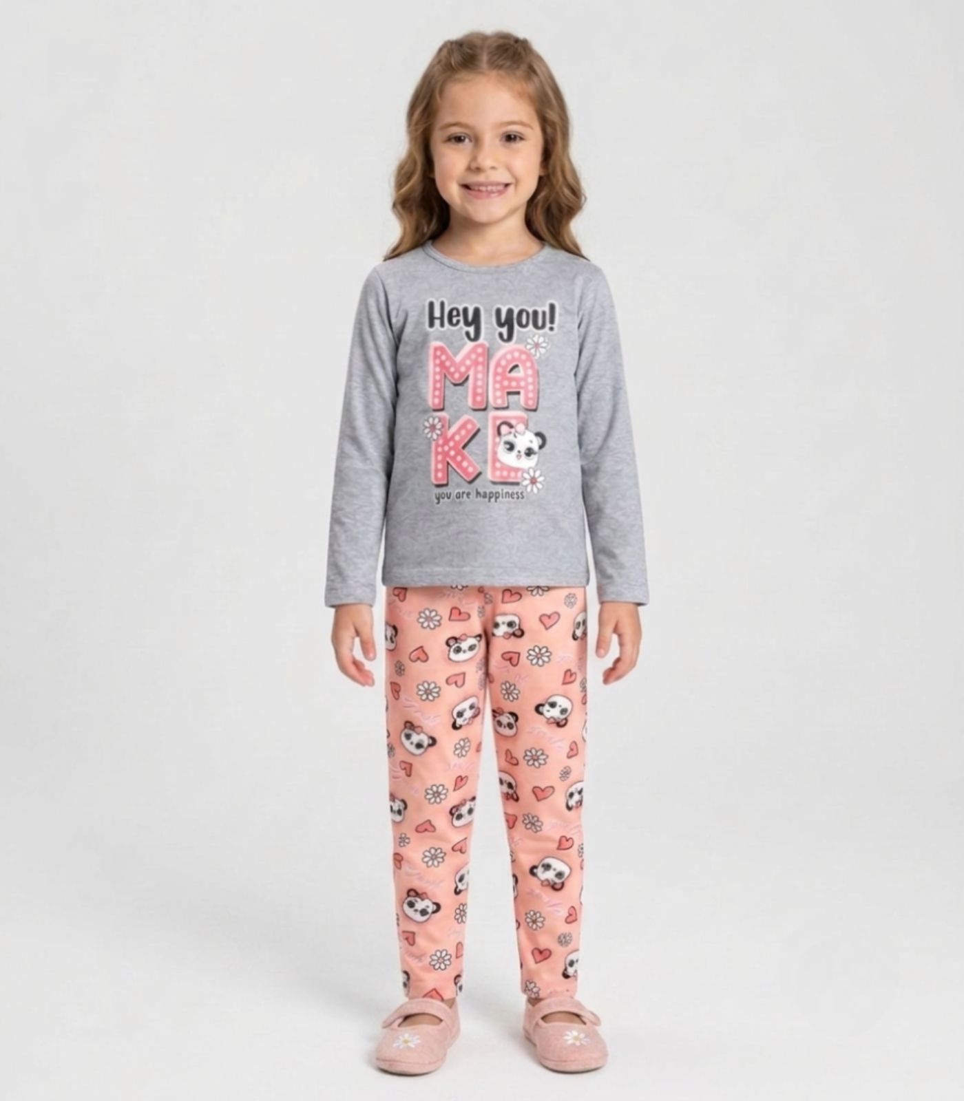 Conjunto Algodão Menina Blusa Longa E Calça Select Cinza