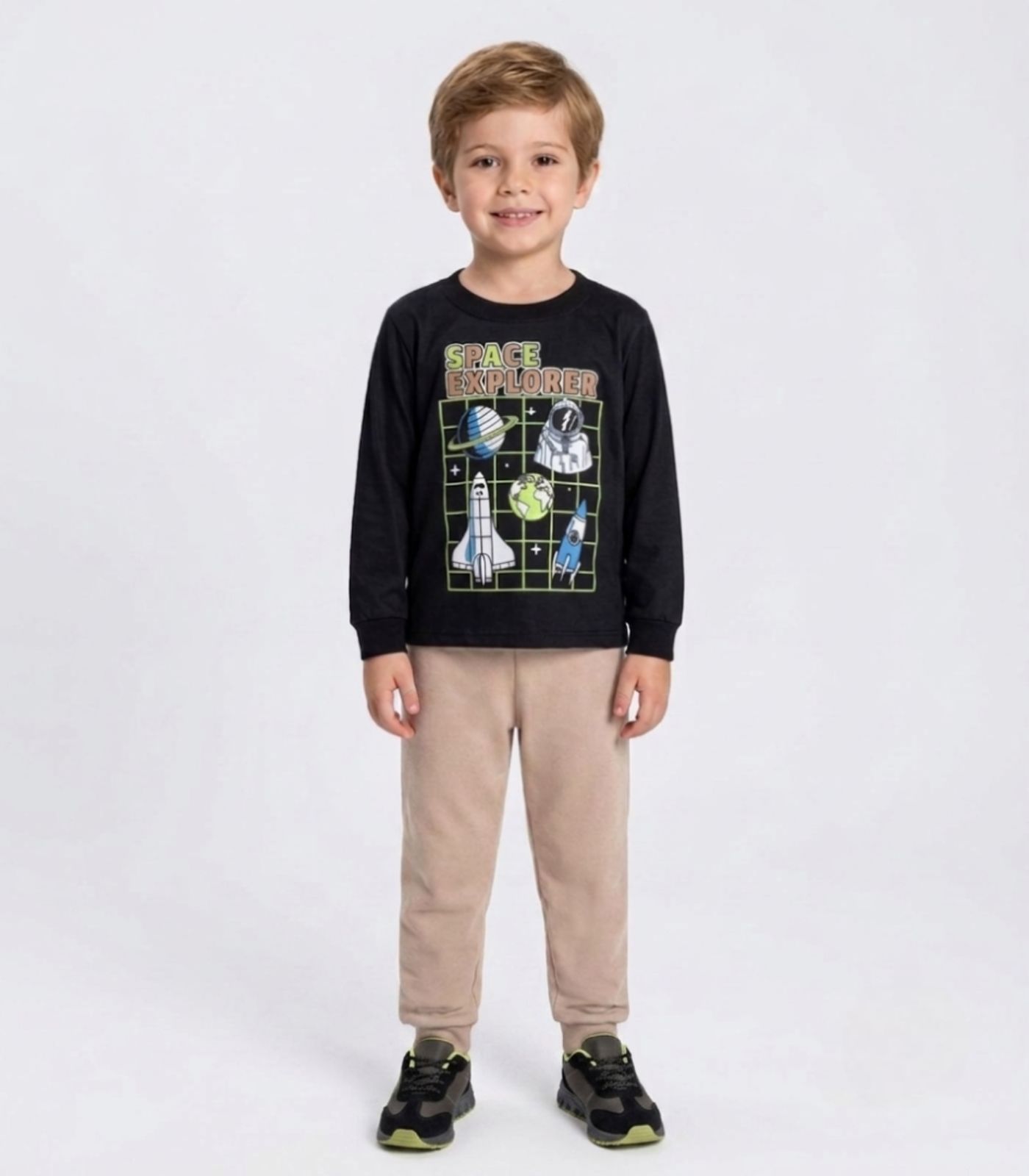 Conjunto Menino Blusa Longa E Calça Select Preto