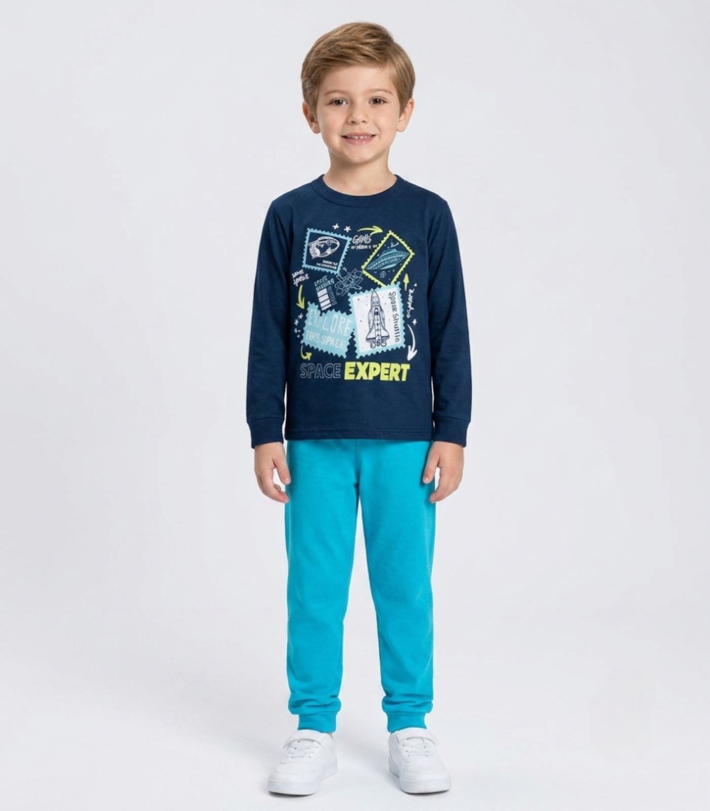 Conjunto Menino Blusa Longa E Calça Select Azul