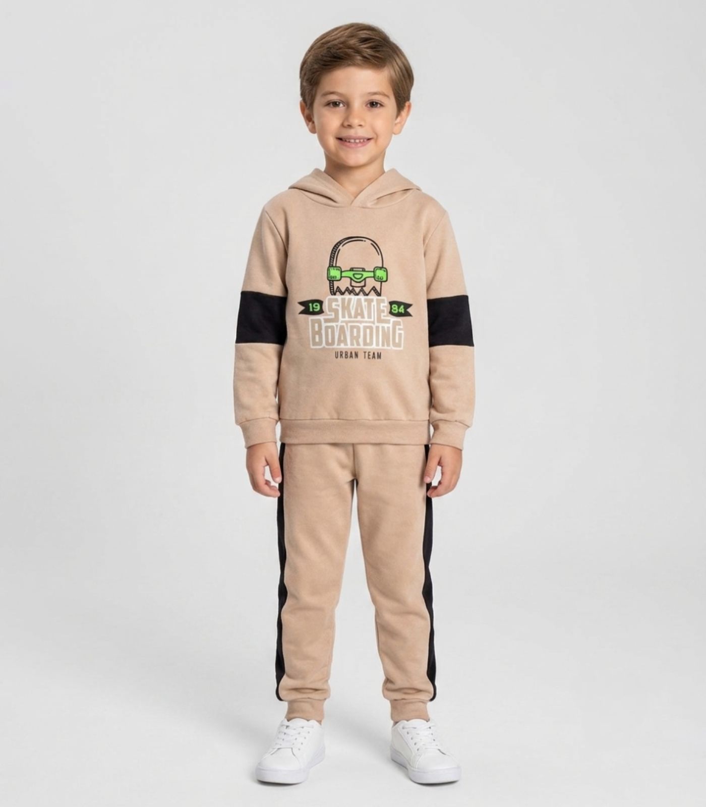 Conjunto Moletom Menino Blusão E Calça Select Bege