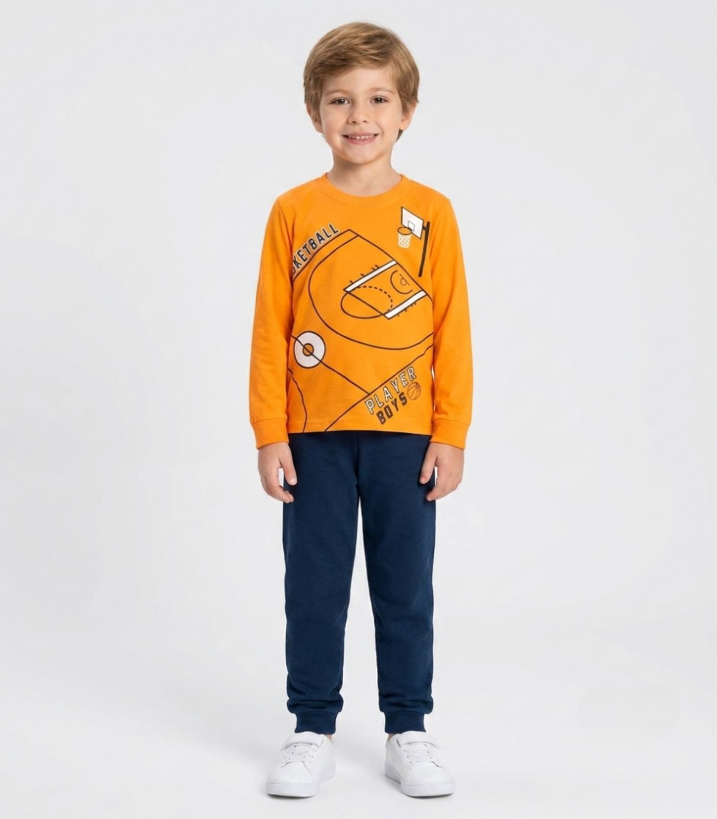 Conjunto Menino Blusa Longa E Calça Select Laranja