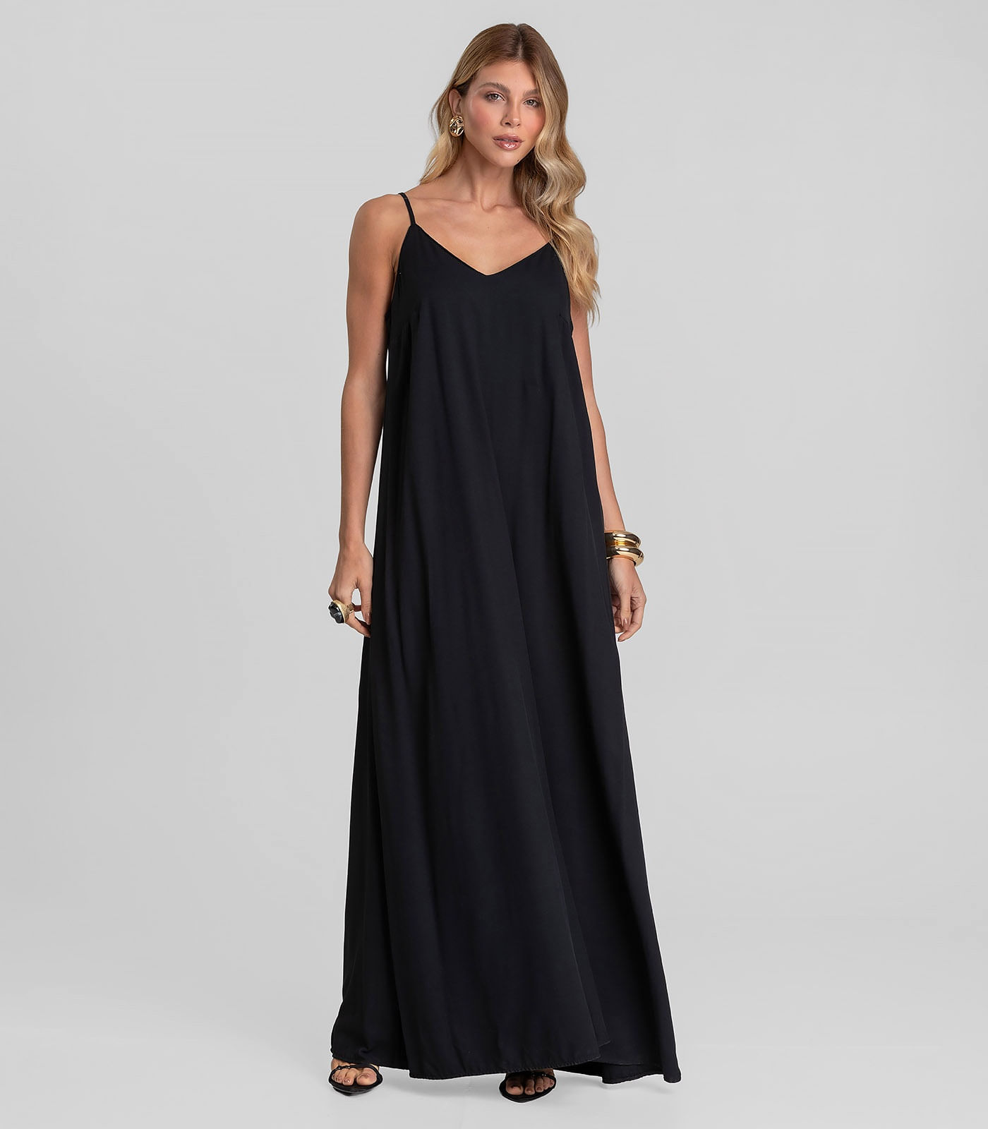 Vestido Feminino Longo em Tecido Dianna Preto