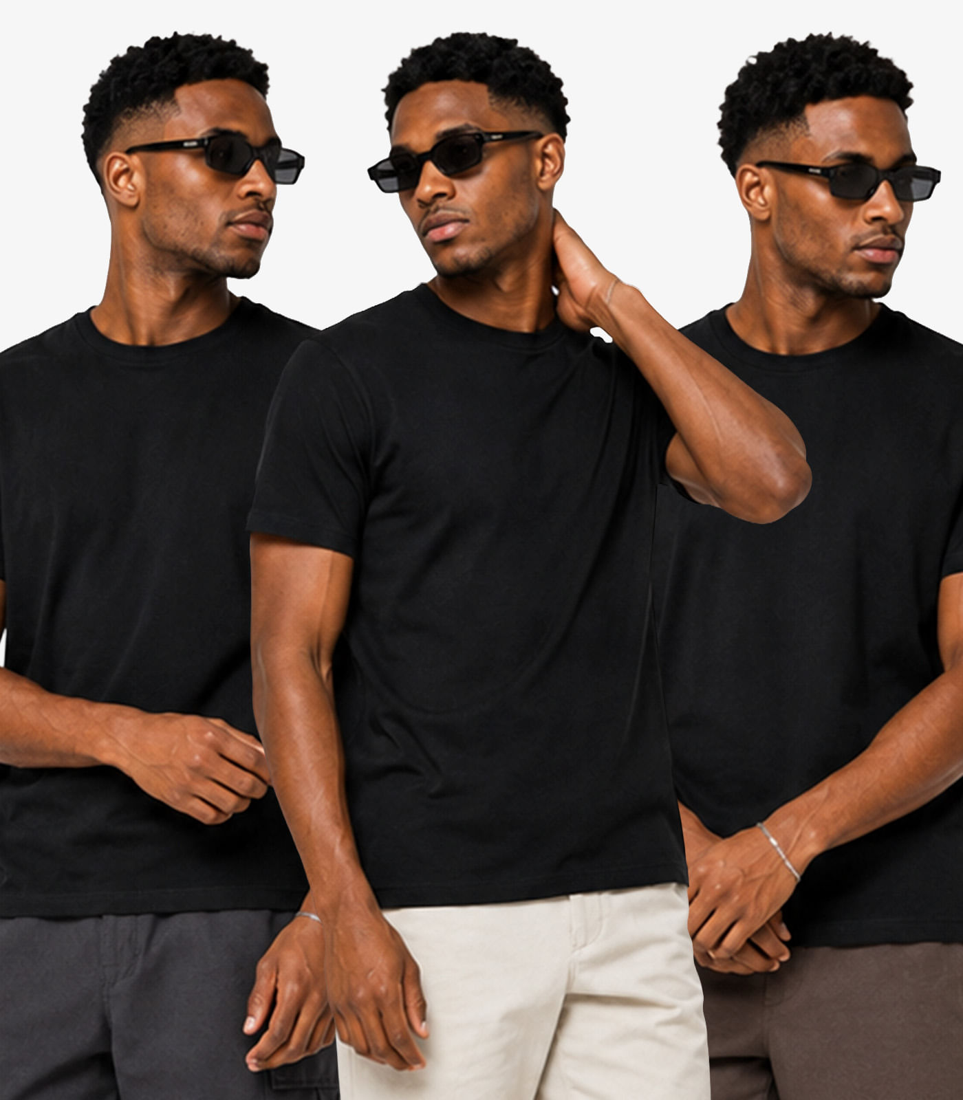 Kit 3 Camisetas Masculinas Manga Curta Básica Infinita Cor Preto