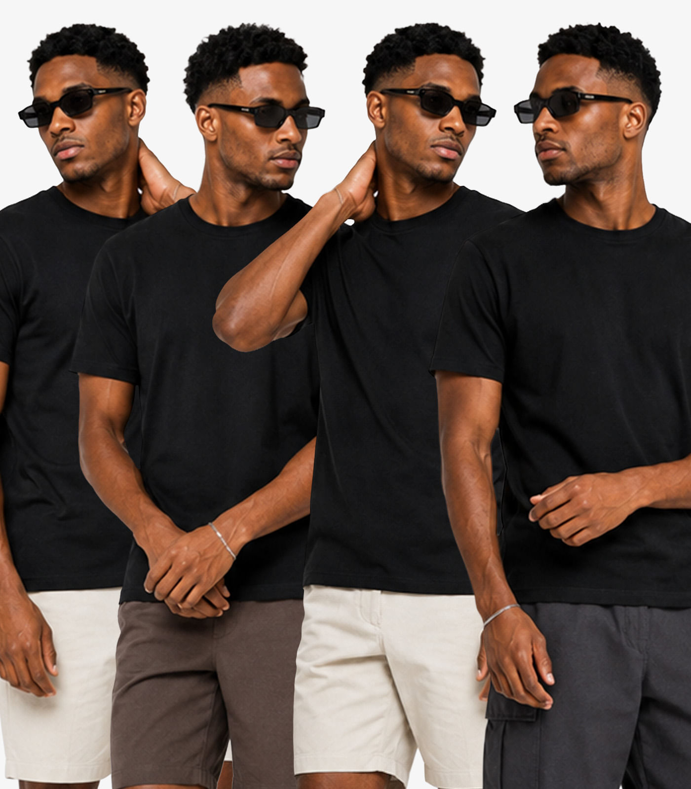 Kit 4 Camisetas Masculinas Manga Curta Básica Infinita Cor Preto